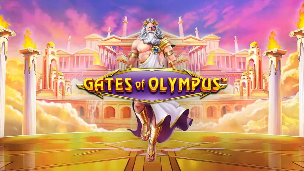 Gates of Olympus-slotafbeelding met Zeus in de Kitsune Casino-lobby